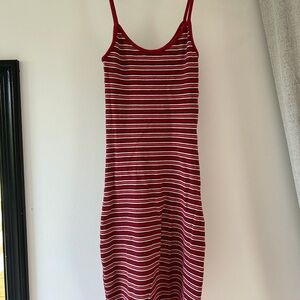 Brandy Melville Red and White Striped Mini Dress